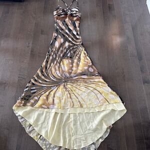 Vintage 90s Y2K Dave & Johnny 100% Silk Butterfly Fairy Whimsical Maxi Sheer 6